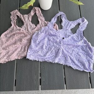Torrid size 3 Lace Bralette Duo in Dusty Rose and Lavender